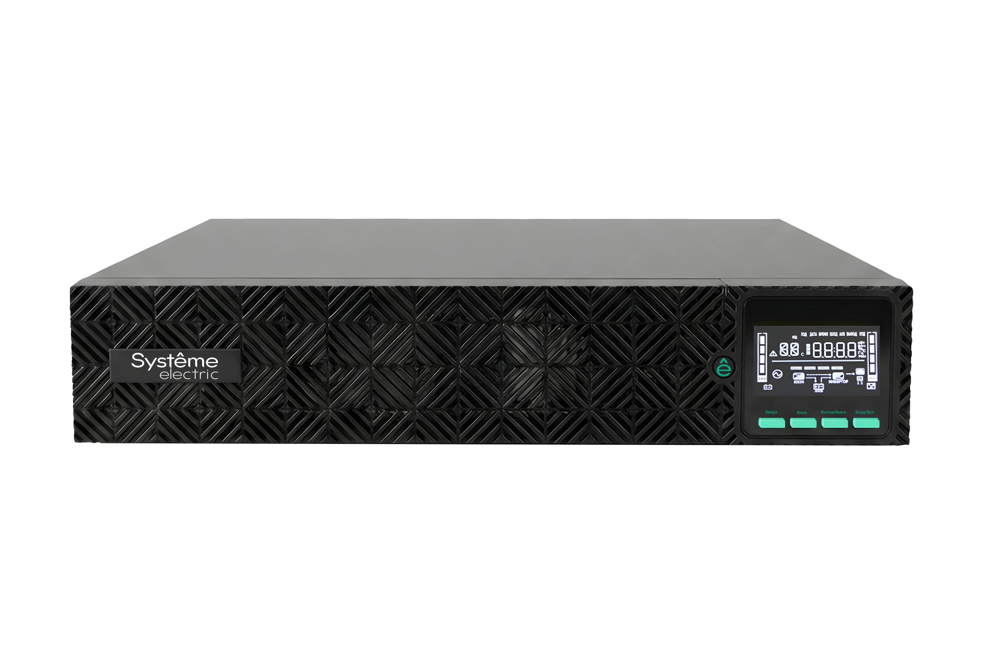 Systeme Electric Smart-Save Online SRV 6000 ВA, 6000 Вт, 230 В, 1:1, 2U, конвертируемый форм-фактор, клеммы, размеры 440x600x86.6 мм, SRVSE6KRTXLIG2-PM