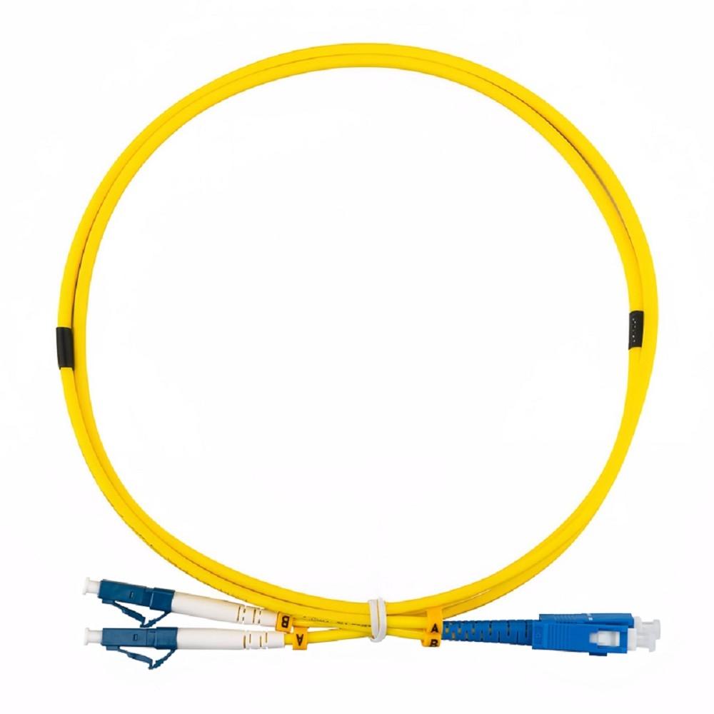 Rexant (50-2114-5) Патч-корд оптический одномодовый (SM) 9/125 OS2 разъемы zip-cord LC/UPC-SC/UPC 3мм Duplex LSZH 5м желтый