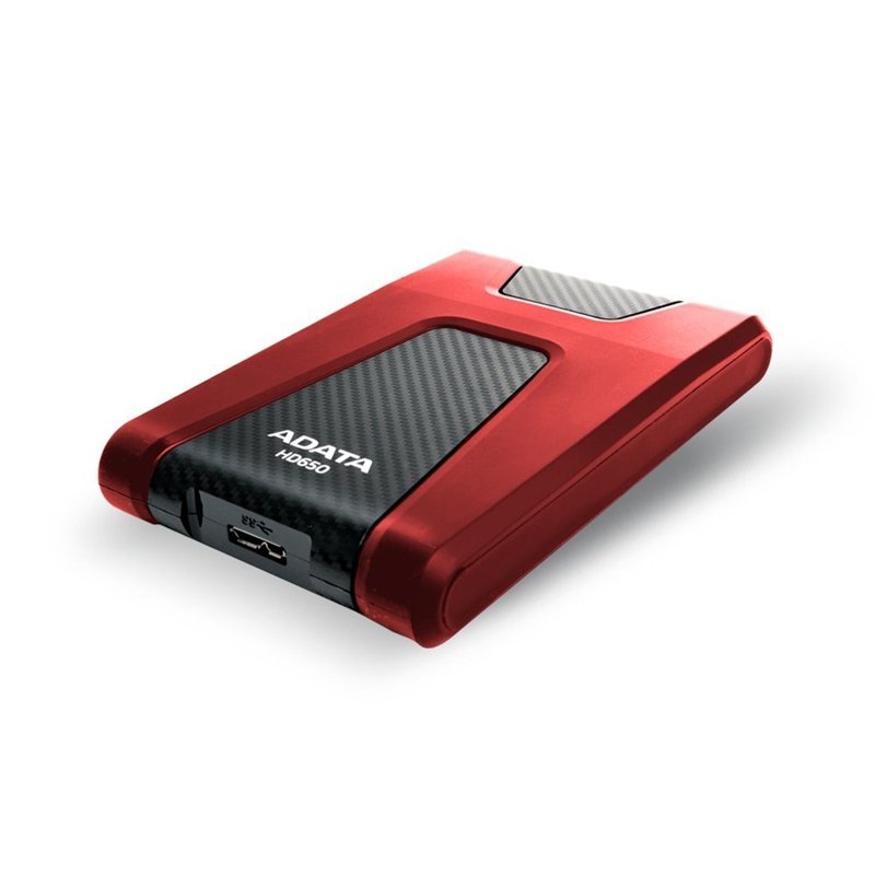 Жесткий диск внешний/ Portable HDD 1TB ADATA HD650 (Red), Silicone, USB 3.2 Gen1, 121x81x21mm, 201g /3 года/, AHD650-1TU31-CRD