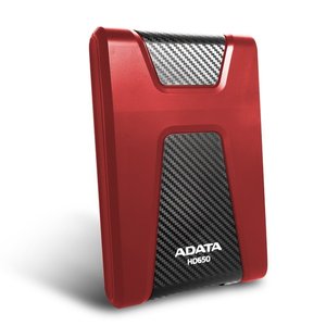 Жесткий диск внешний/ Portable HDD 1TB ADATA HD650 (Red), Silicone, USB 3.2 Gen1, 121x81x21mm, 201g /3 года/, AHD650-1TU31-CRD