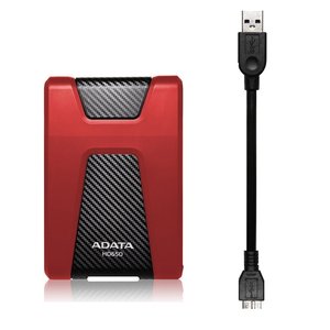 Жесткий диск внешний/ Portable HDD 1TB ADATA HD650 (Red), Silicone, USB 3.2 Gen1, 121x81x21mm, 201g /3 года/, AHD650-1TU31-CRD