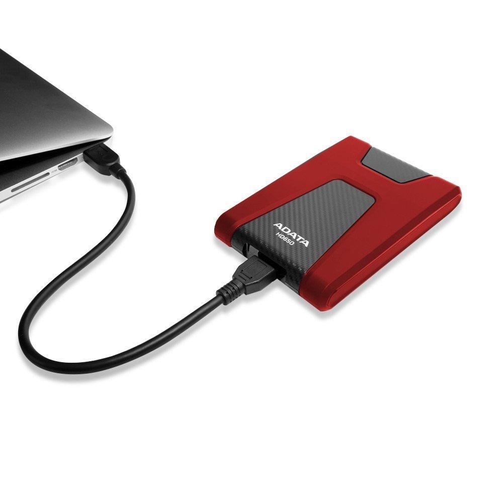 Жесткий диск внешний/ Portable HDD 1TB ADATA HD650 (Red), Silicone, USB 3.2 Gen1, 121x81x21mm, 201g /3 года/, AHD650-1TU31-CRD