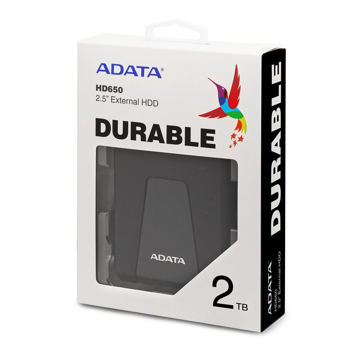 Жесткий диск внешний/ Portable HDD 2TB ADATA HD650 (Black), Silicone, USB 3.2 Gen1, 121x81x21mm, 201g /3 года/, AHD650-2TU31-CBK