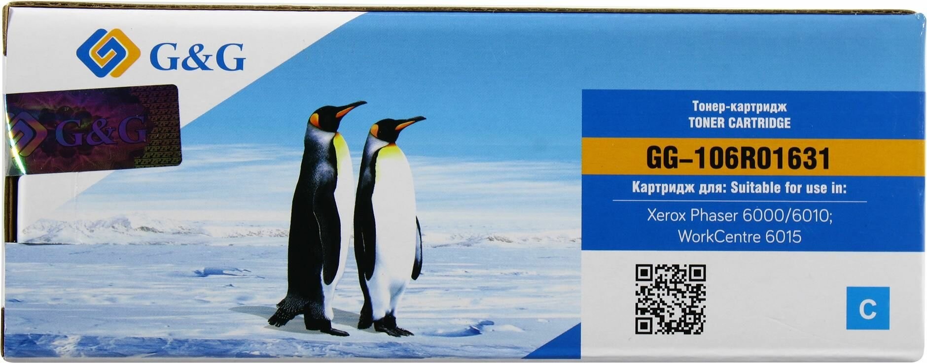 Тонер-картридж G&G, аналог Xerox 106R01627/106R01631 голубой 1.4k с чипом, NT-PX6010C-B-S1