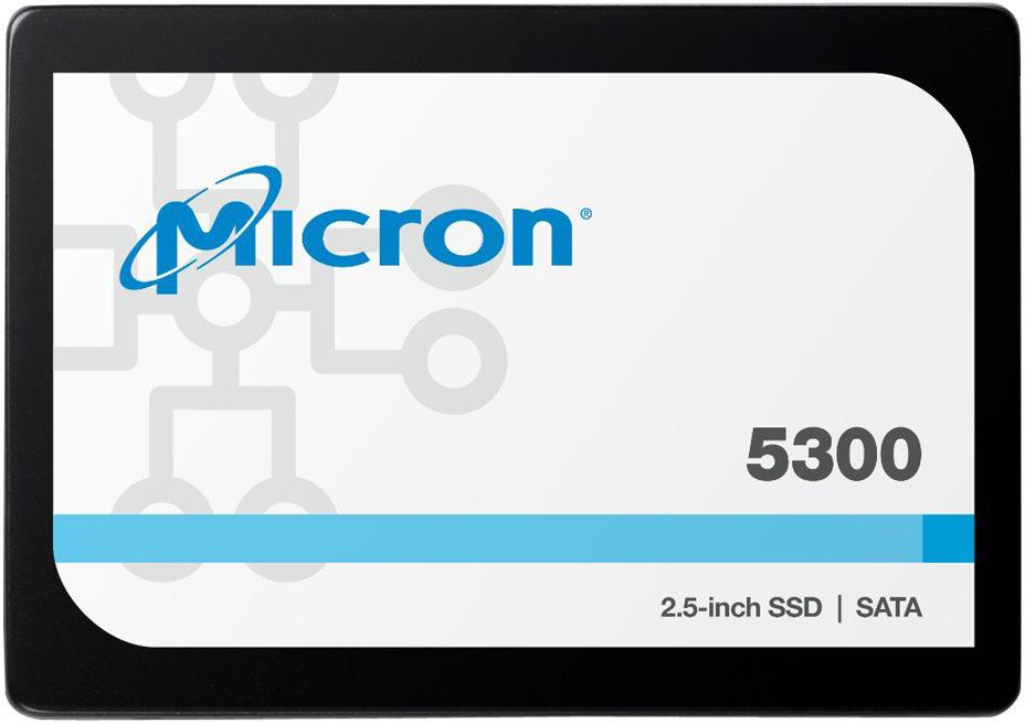 Твердотельный накопитель/ Micron SSD 5300 MAX, 960GB, 2.5" 7mm, SATA3, 3D TLC, R/W 540/520MB/s, IOPs 95 000/75 000, TBW 8760, DWPD 5 (12 мес.), MTFDDAK960TDT-1AW1ZABYY