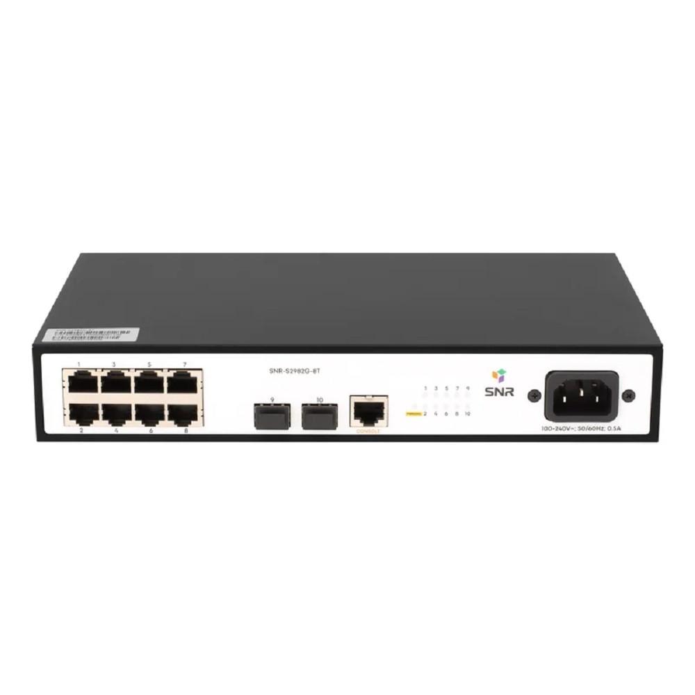 SNR SNR-S2982G-8T-RPS Управляемый гигабитный коммутатор уровня 2, 8 портов 10/100/1000Base-T, 2 порта 100/1000Base-X (SFP), встроенный БП ~220V AC, RPS 12V DC