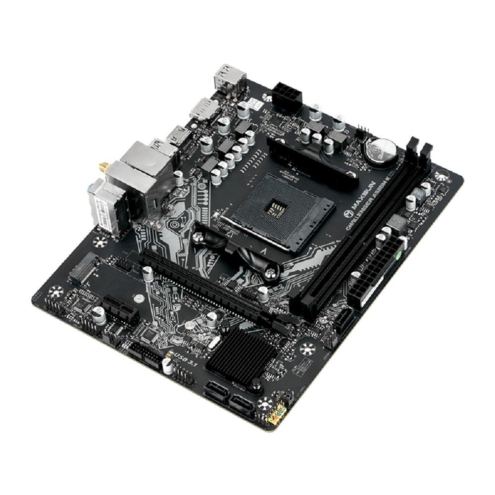 MAXSUN MS-Challenger A520M-K WIFI (Socket AM4, mATX, 2*DDR4(64Gb), DP/HDMI,  3*SATA3, 1*M.2, 1*PCIEx16/1*PCIEx1, 4*USB2.0, 2*USB 3.0, LAN 1*1G, Bluetooth,  Wi-Fi 802.11ax, RTL)