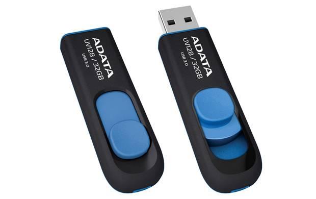 Флеш накопитель 32GB A-DATA UV128, USB 3.2, черный/синий, AUV128-32G-RBE