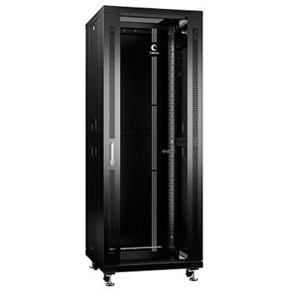 Cabeus SH-05C-32U60/60-BK Шкаф монтажный телекоммуникационный 19" напольный для распределительного и серверного оборудования 32U 600x600x1610mm (ШхГхВ) передняя стеклянная и задняя сплошная металличес