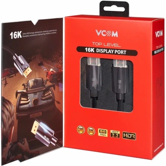 VCOM <CG655-1.5> Кабель соединительный DISPLAY PORT v2.1 80GBps, 8K@60Hz, 1.5m,медь,