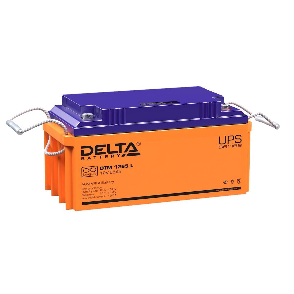 Аккумуляторная батарея Delta DTM 1265 L 12В/65Ач, клемма Болт М6 (350х167х179мм (179мм); 22,4кг; Срок службы 10-12лет; Г, 4614010640009