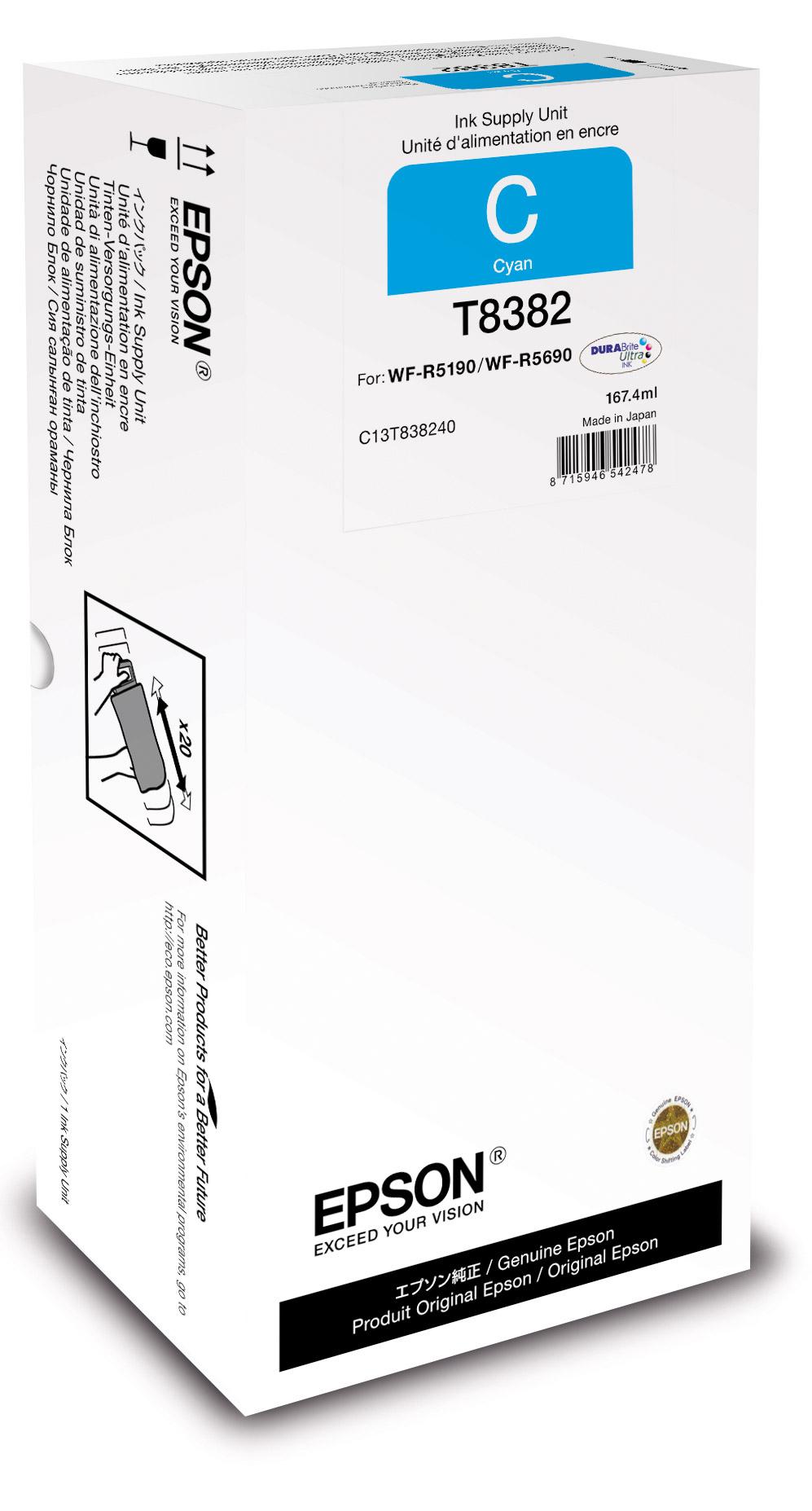 Контейнер EPSON T8382 голубой повышенной емкости для WF-R5190DTW/5690DTWF, C13T838240