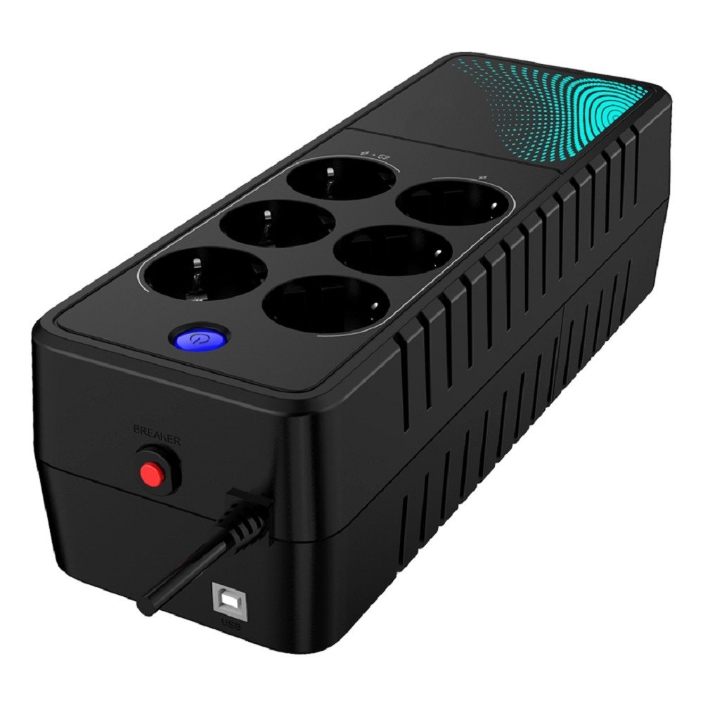 ИБП CBR LIGHT LGT-850 [850VA/480W 6 x EURO, 3 c фильтрацией + 3 с резервированием, Breaker] (LGT-850H-6F-LDB)