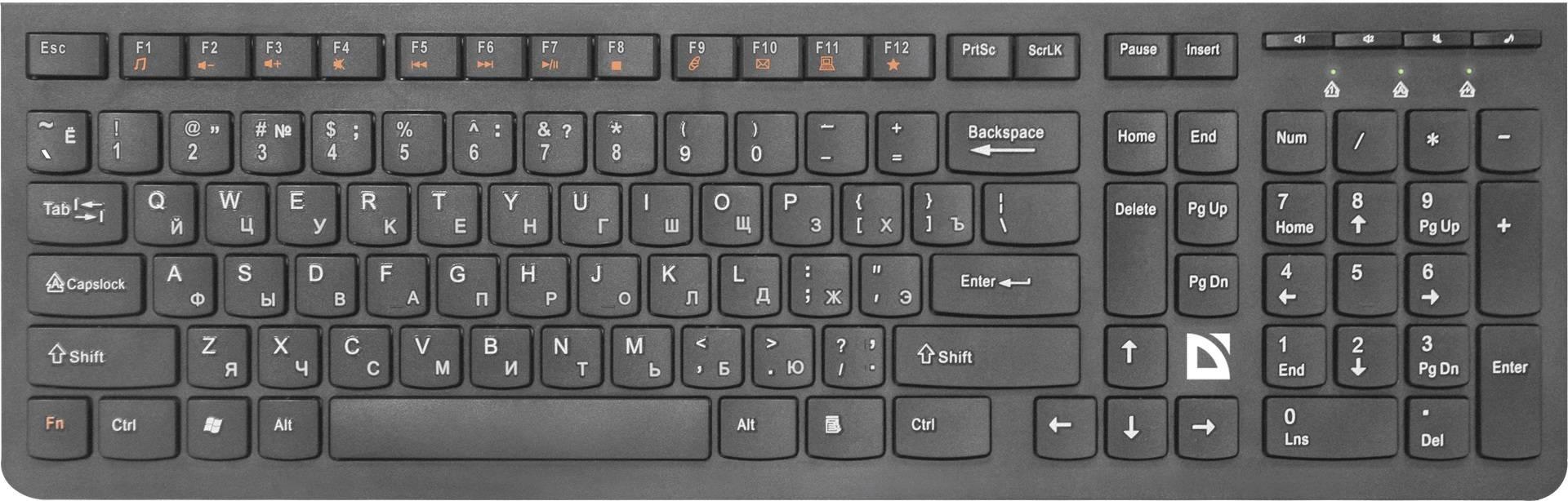 Defender Клавиатура беспроводная UltraMate SM-535 RU,черный,мультимедиа., 45535