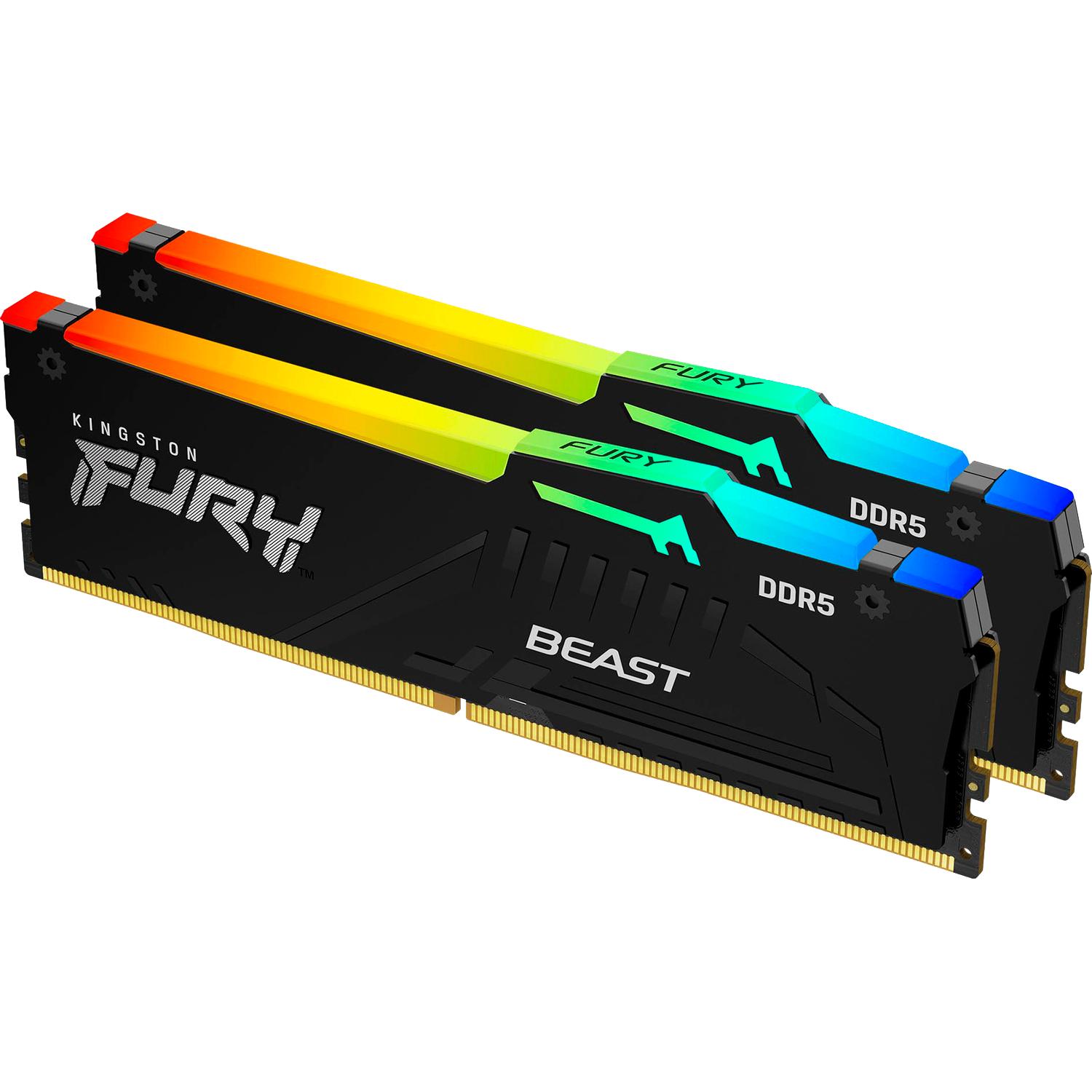 Память оперативная/ Kingston 32GB 6000MT/s DDR5 CL30 DIMM (Kit of 2) FURY Beast RGB EXPO, KF560C30BBEAK2-32