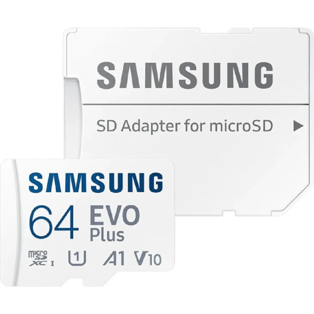 Micro SecureDigital 64GB Samsung Class 10 Evo Plus U1 (R/W 160 MB/s) + SD адаптер, MB-MC64SA/EU
