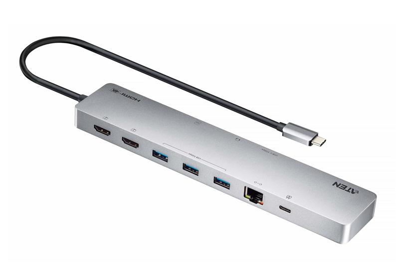 док станция ATEN 8k (4k HDMI Dual Display) 11-in-1 USB-C Multiport Dock with USB PD 100W, UH3240-AT