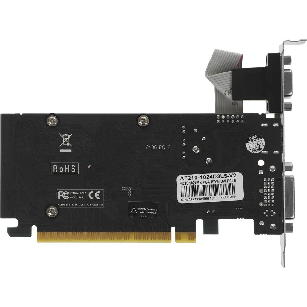 Видеокарта AFOX G210 LP 1GB DDR3 64-bit  VGA/DVI/HDMI PASSIVE LP (AF210-1024D3L5-V2) RTL