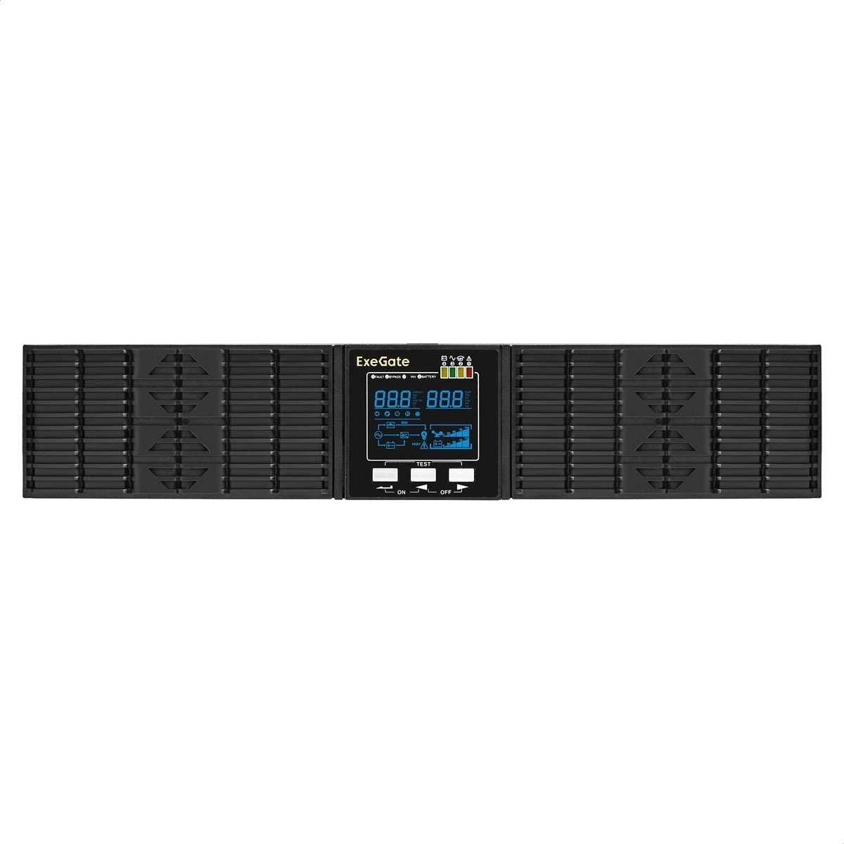 Exegate EX297668RUS ИБП On-line ExeGate PowerExpert ULS-3000.LCD.AVR.6C13.USB.RS232.SNMP.BC.2U <3000VA/3000W, On-Line, PF=1, LCD, 6*C13, RS232, USB, SNMP-slot, встроенные батареи 12V 7.2Ah - 6шт, бата