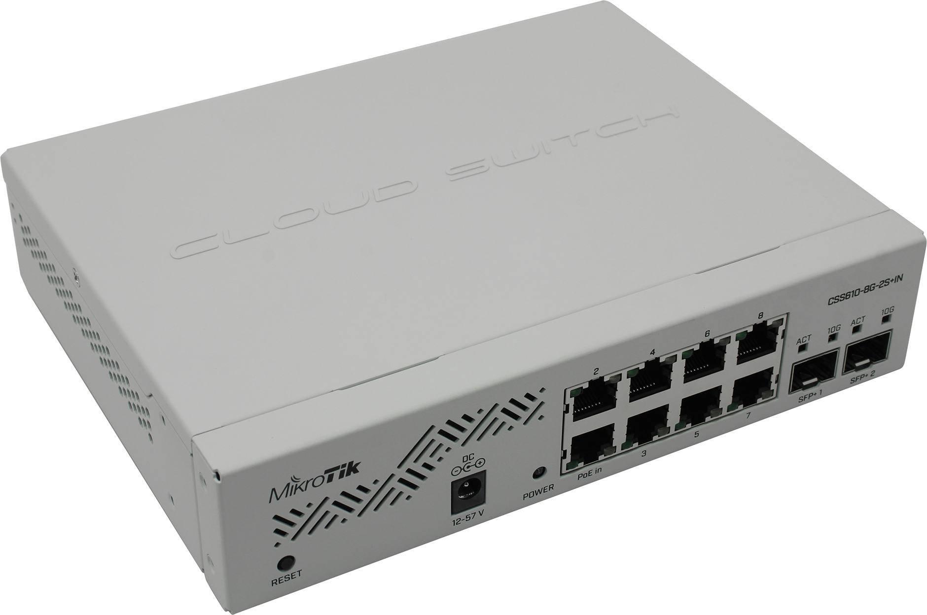 MikroTik CSS610-8G-2S+IN Коммутатор управляемый Cloud Smart Switch, 10 портов, 8x1 Гбит/с, SFP/uplink SFP+ 2x10 Гбит/с