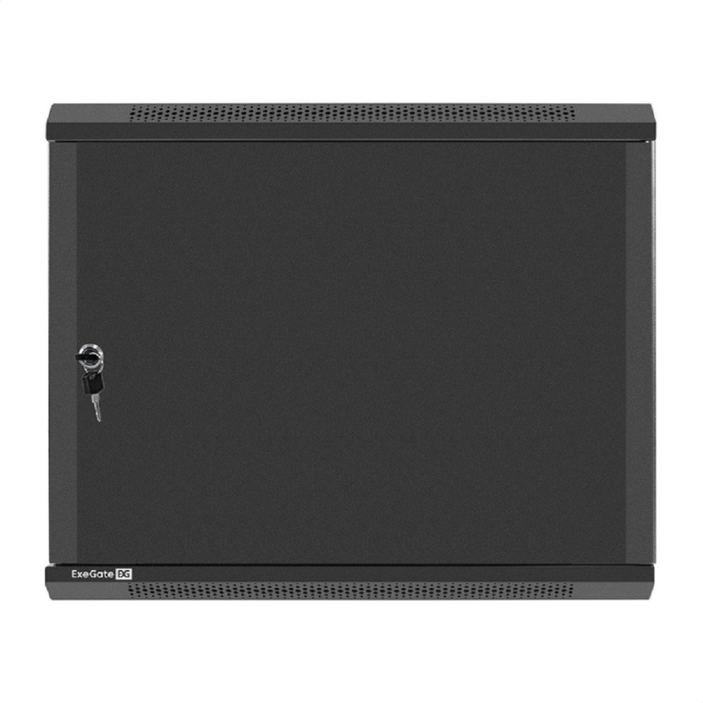 Exegate EX298619RUS Шкаф телекоммуникационный 19" настенный 9U ExeGate EC-WM-9U.450.M.BLACK (19”, 9U, 600x450x500mm (ШхГхВ), передняя дверь металл, съемные боковые панели, пыле- и влагозащита IP23, че