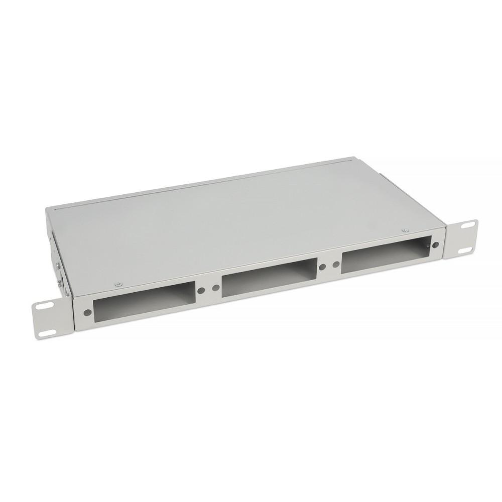 Cabeus FO-CS-19-3FP-GY Кросс бокс оптический 19" 1U на 3 адаптерные панели, цвет серый