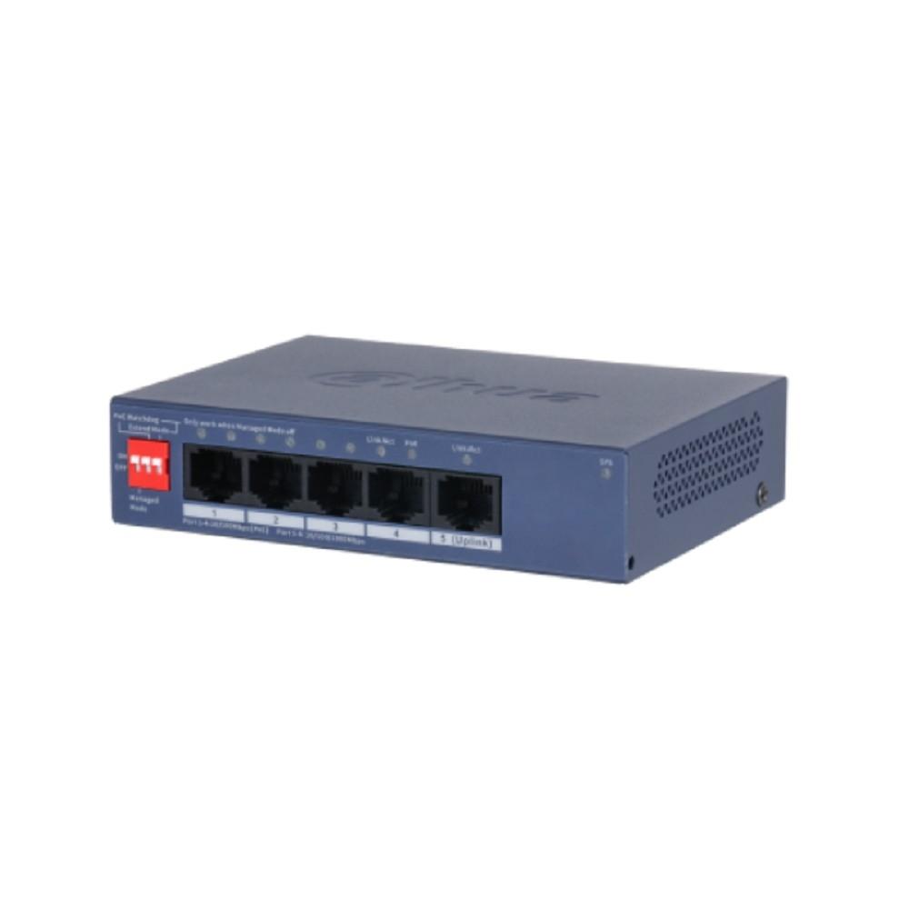 DAHUA DH-CS4005-4ET1GT-36 4-портовый PoE коммутатор управляемый 4 RJ45 10/100Мбит/с (PoE/PoE+), 1 RJ45 10/100/1000Мбит/с (uplink);  до 40Вт