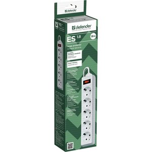 Defender Фильтр ES, 1.8м Коробка 5 розеток белый [99481]