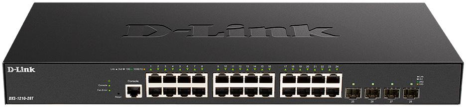 Коммутатор/ DXS-1210-28T Smart L2+ Switch 24x10GBase-T, 4x25GBase-X SFP28, CLI, RJ45 Console, DXS-1210-28T/A1A