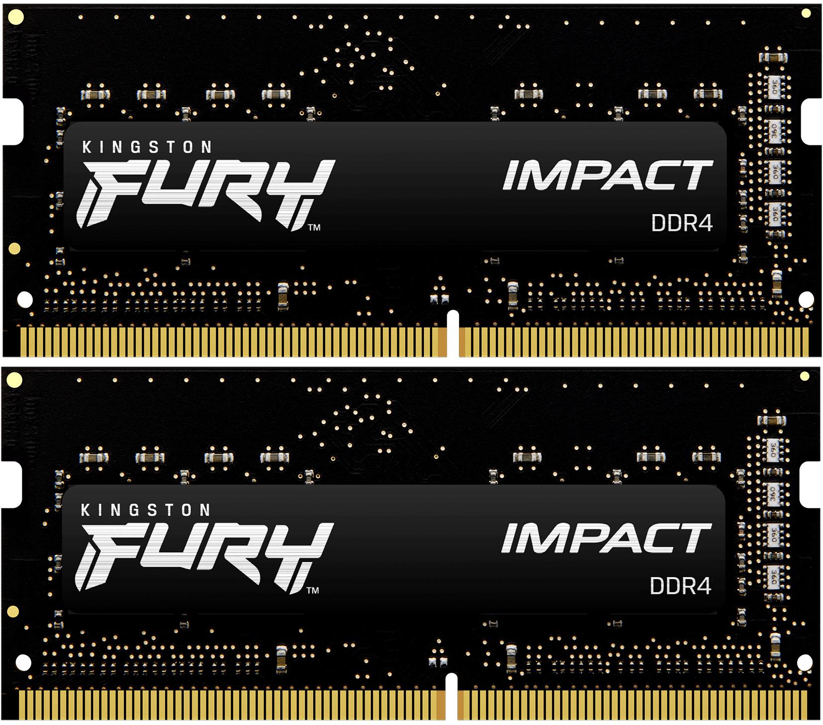 Память оперативная/ Kingston 16GB 3200MT/s DDR4 CL20 SODIMM (Kit of 2) FURY Impact, KF432S20IBK2/16