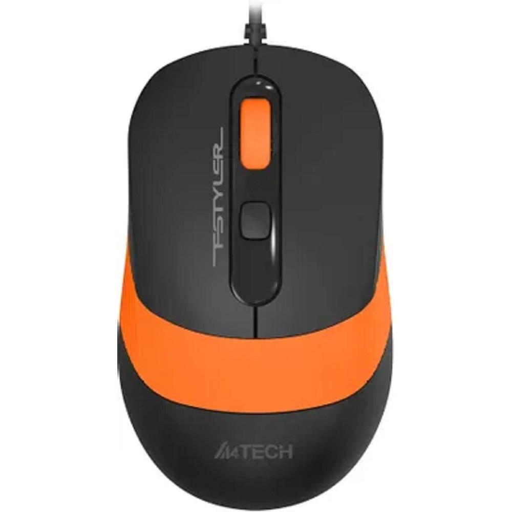 Мышь проводная A4Tech Fstyler FM10S black/orange (USB, оптическая, silent, 1600dpi, 3but) (FM10S USB ORANGE)
