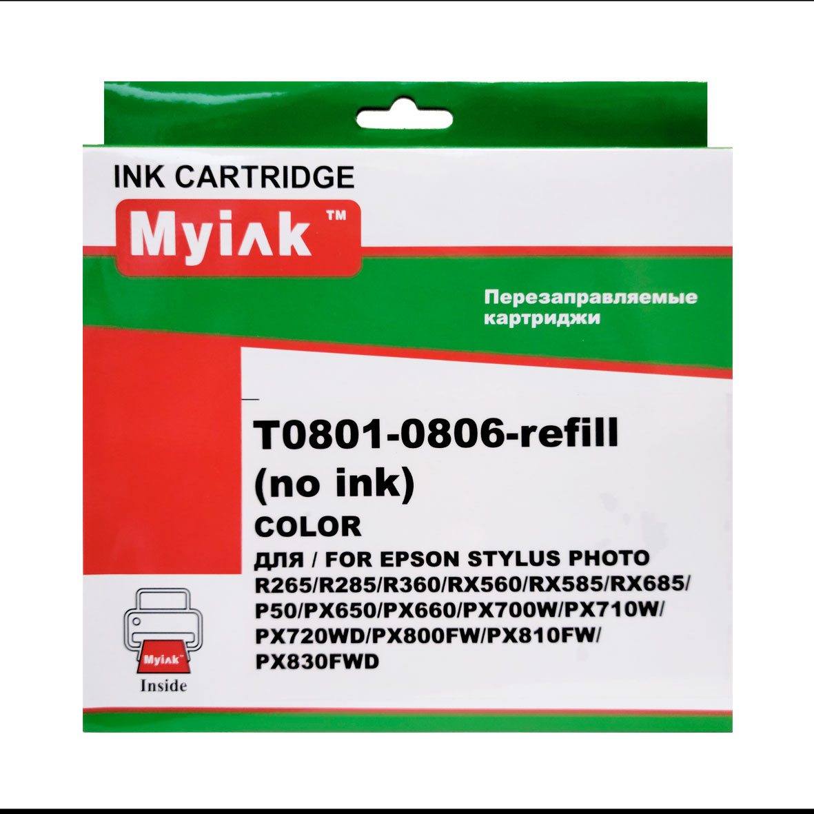 Перезаправляемые картриджи ПЗК T0801-0806 для Epson St Photo P50, чипы с автосбросом, комплект 6 цветов, MyInk