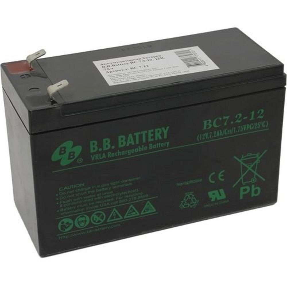 АКБ B.B. Battery BC 7.2-12 (12V 7,2Ah  ДхШхВ 151x65x100 мм, масса 2,2 кг)  клеммы F2, BC 7.2-12 BB
