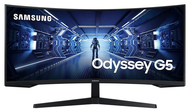 Монитор Samsung 34" Odyssey G5 C34G55TWWI VA curved 21:9 3440x1440x165Hz 1ms 2500:1 250cd 178/178 HDMI DP HDR FreeSync Premium VESA Black 2 years, LC34G55TWWIXCI