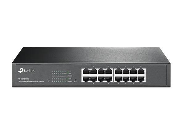TP-Link TL-SG1016DE Easy Smart 16‑портовый гигабитный коммутатор, 16 гигабитных портов RJ45, стальной корпус высотой 1U