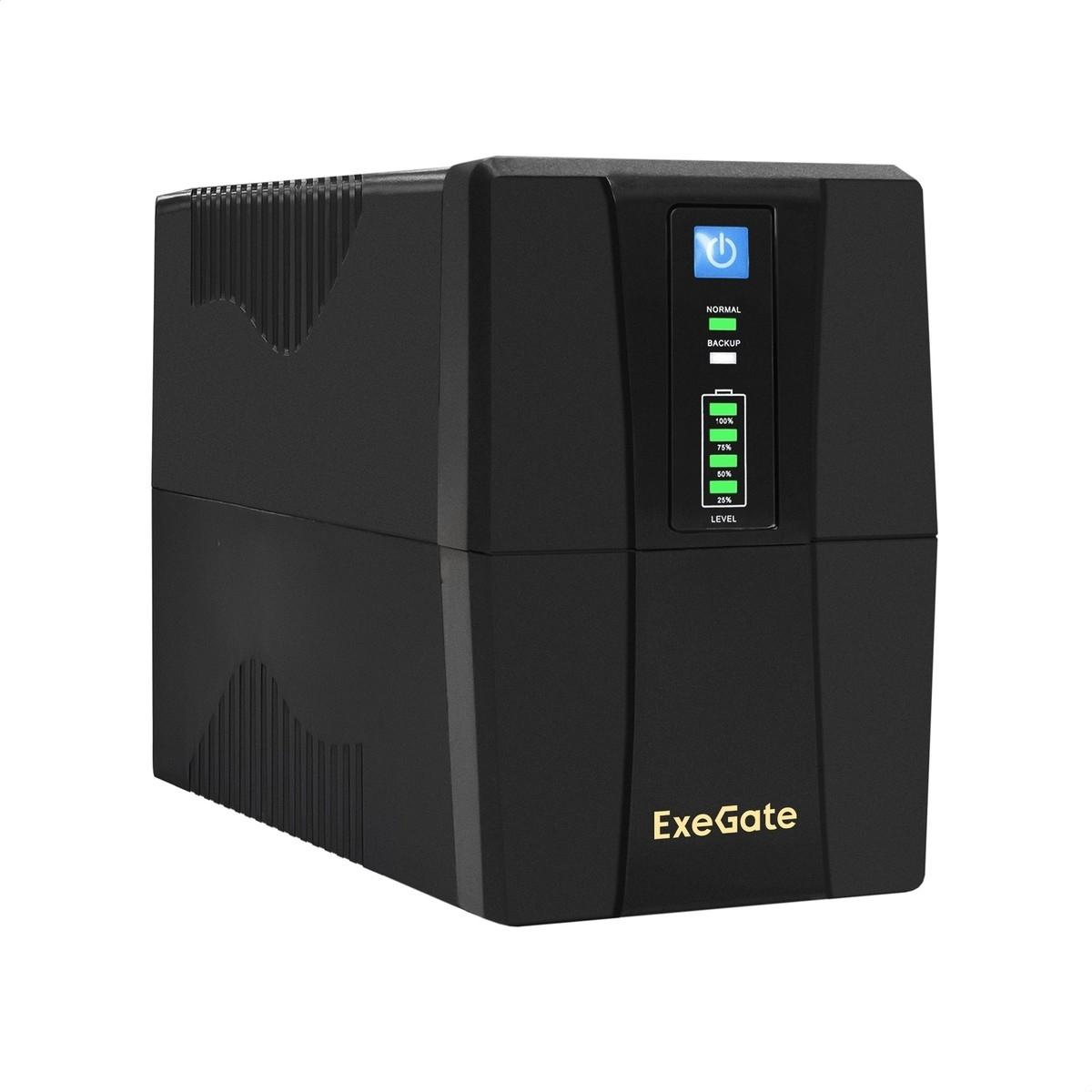 Exegate EP285474RUS ИБП ExeGate Power Back BNB-850.LED.AVR.EURO.RJ.USB <850VA/480W, LED, AVR,2 евророзетки, RJ45/11, USB, Black>