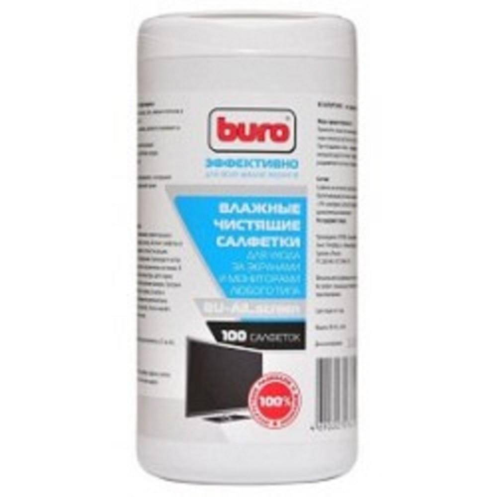 Салфетки для экранов мониторов/плазменных/ЖК телевизоров/ноутбуков BURO BU-All_screen туба 100 шт влажных [379608], BU-ALL_SCREEN