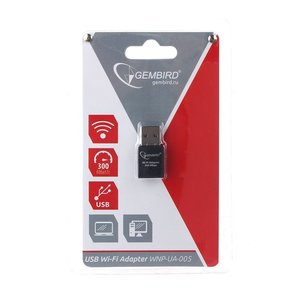 Gembird Сетевой адаптер WiFi 300 Мбит, мини, USB, 802.11b/g/n, RTL8192EU (WNP-UA-005)