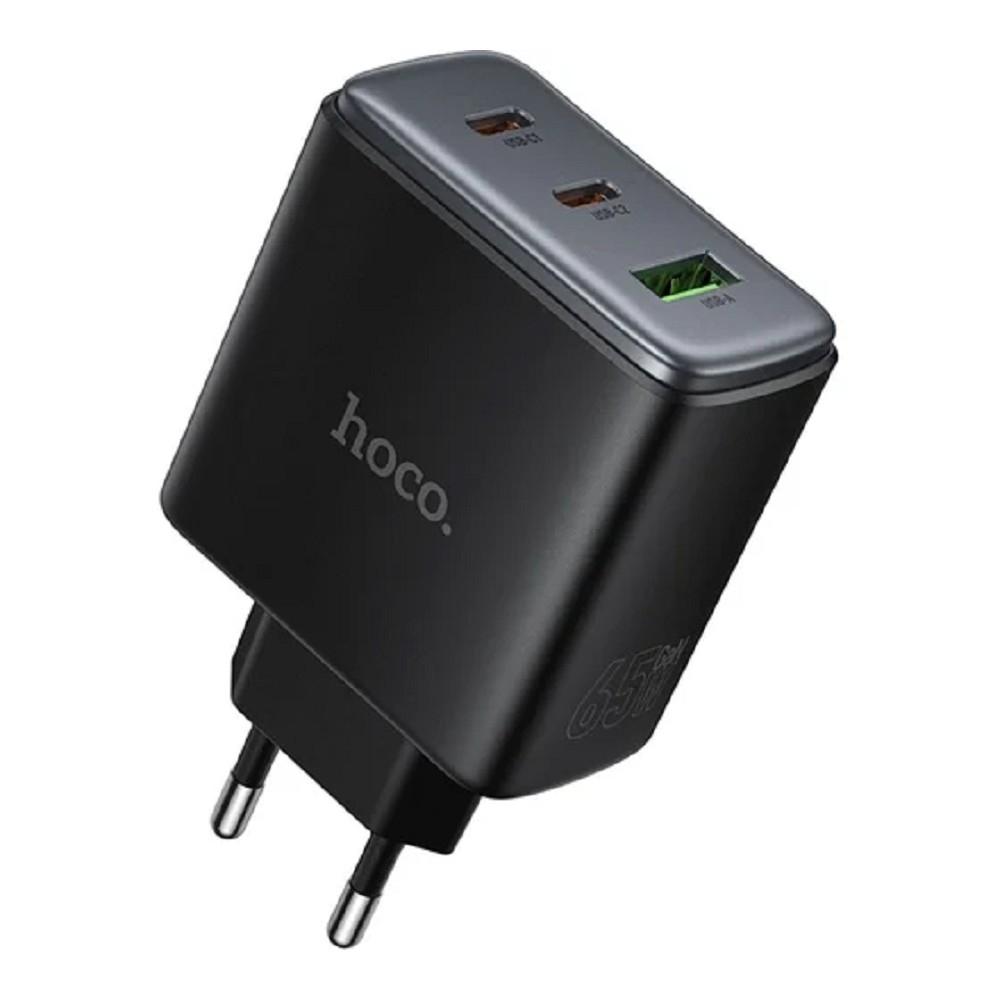 HOCO Зарядное устройство Hoco 65Вт, 3.25А, QC3.0/PD, 1xUSB, 2xType-C, C160A, черный, коробка, HC-72009