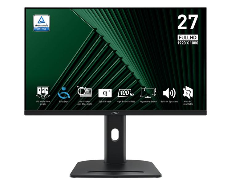 Монитор MSI PRO MP275QPDG 27" 16:9 WQHD(2560x1440) IPS Flat, WebCam FHD, 1ms(MPRT), 1300:1,100M:1,250nit,178/178,2xHDMI,DP,USB-C,USB-B, 4xUSB-A,Speaker,Tilt,Swivel,Height,Pivot 100HZ,Black,1y war-ty, 9S6-3PC8CM-005