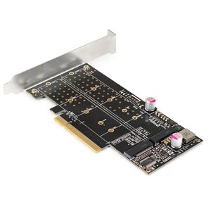 Exegate EX298298RUS Переходник ExeGate EXE-597E2 (2 x M.2 M key -> PCI-E x8 v3.0, для установки двух SSD M.2 2230/2242/2260/2280/22110 M key NGFF в слот PCI-E, материнская плата должна быть c функцией