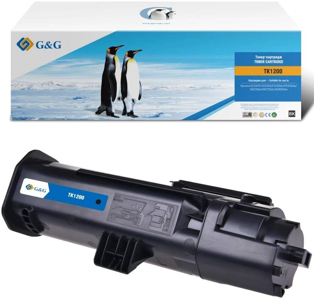 Тонер-картридж G&G, аналог Kyocera TK-1200 3k с чипом, NT-PKTK1200C-B-S1