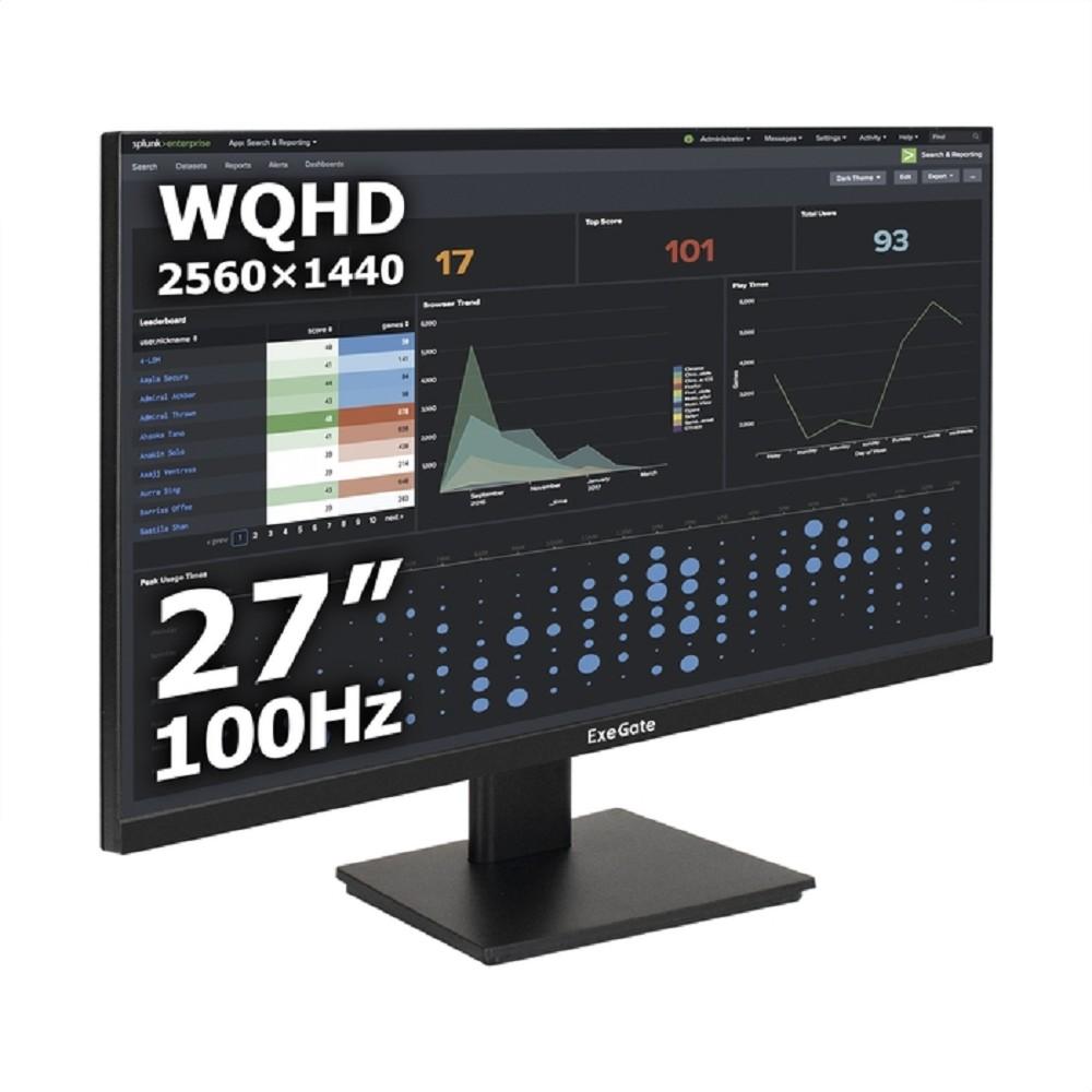 LCD ExeGate 27" EH2700 ProSmart {IPS 2560x1440 100hz 5ms 300cd 1000:1 178/178 HDMI2.0 DisplayPort USB(для зарядки) audio-out} [EX301150RUS]