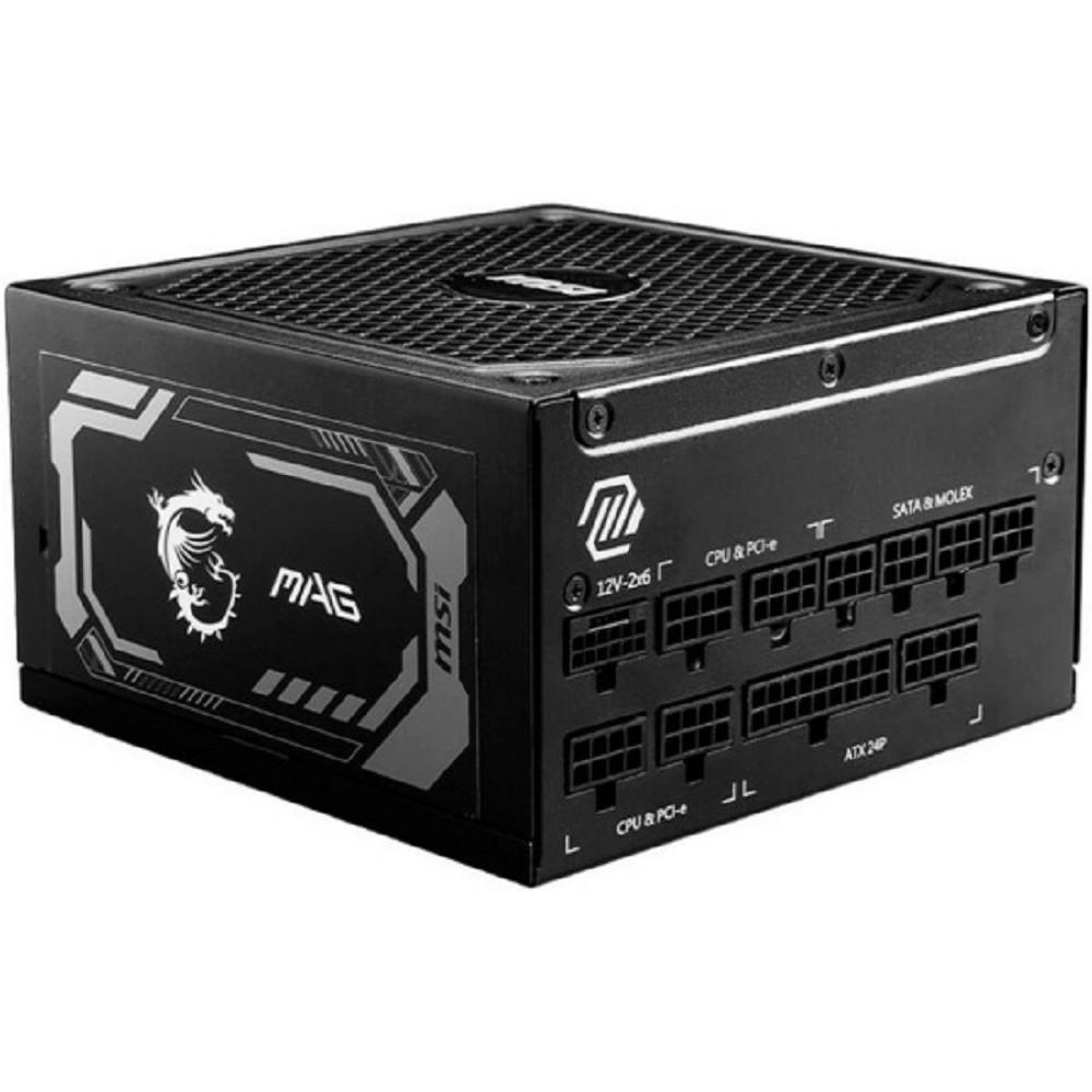 Блок питания ПК/ Power Supply MSI MAG A1000GL PCIE5, 1000W 80+ Gold (ATX, 3.1, PCIe 5.1, Full modular, 1x24(20+4)pin, 2xCPU 8(4+4)pin, 4xPCIe*2 8(6+2)pin, 1x12V-2x6, 12xSATA3, 4xMOLEX4pin, Active, 135, 306-7ZP9B11-CE0