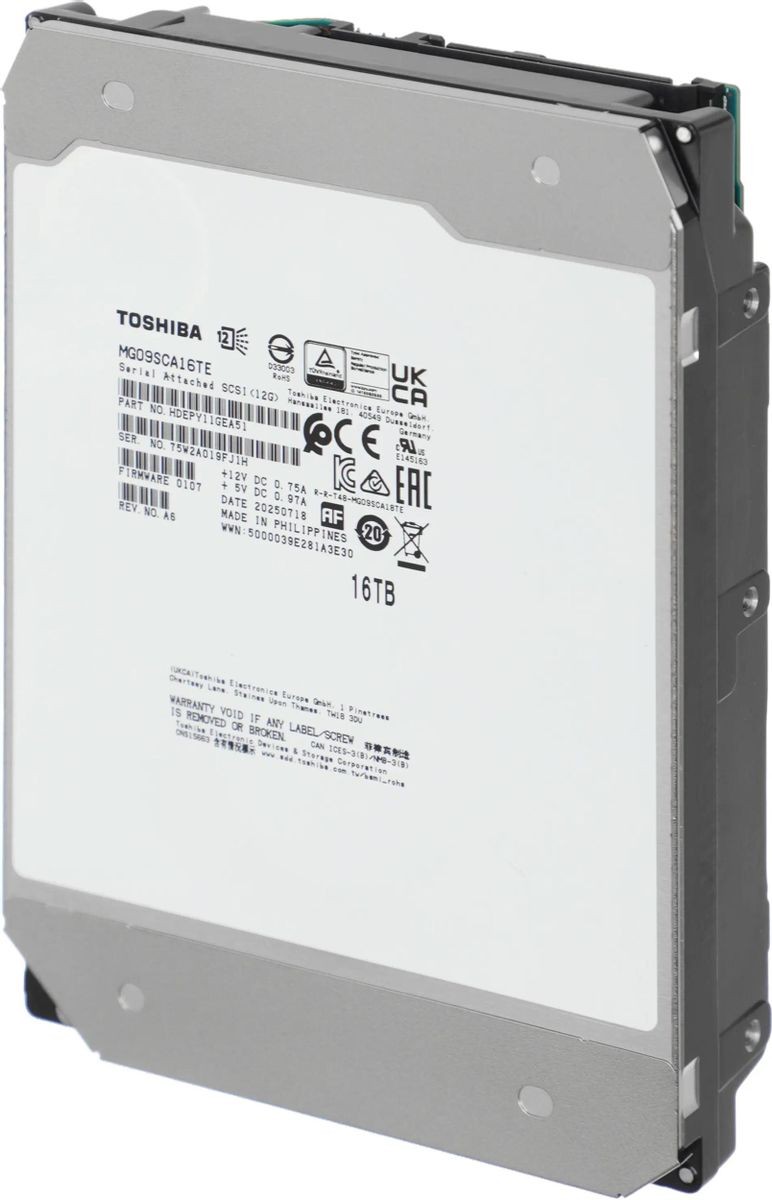 Жесткий диск/ HDD Toshiba SAS 16Tb 3.5" Server 7200 12Gbit/s 512Mb 1 year warranty, MG09SCA16TE