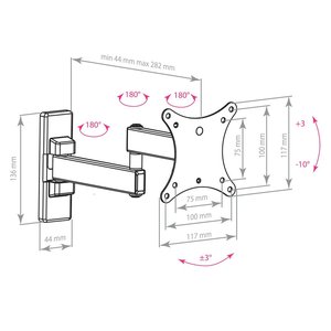 Arm Media MARS-02 черный 10"-32" макс.20кг настенный поворот и наклон, 10181