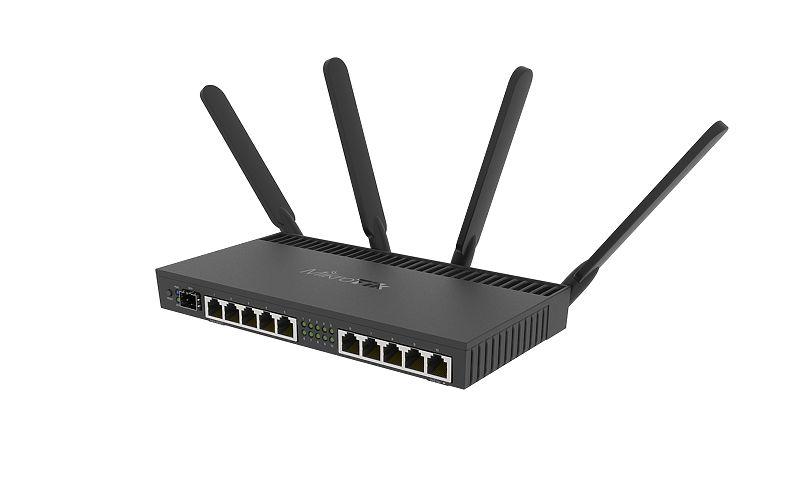 Точка доступа/ RB4011iGS+5HacQ2HnD-IN Powerful 10xGigabit port router with a Quad-core 1.4Ghz CPU, 1GB RAM, SFP+ 10Gbps cage, dual band 2.4GHz / 5GHz 4x4 MIMO 802.11a/b/g/n/ac wireless and desktop case