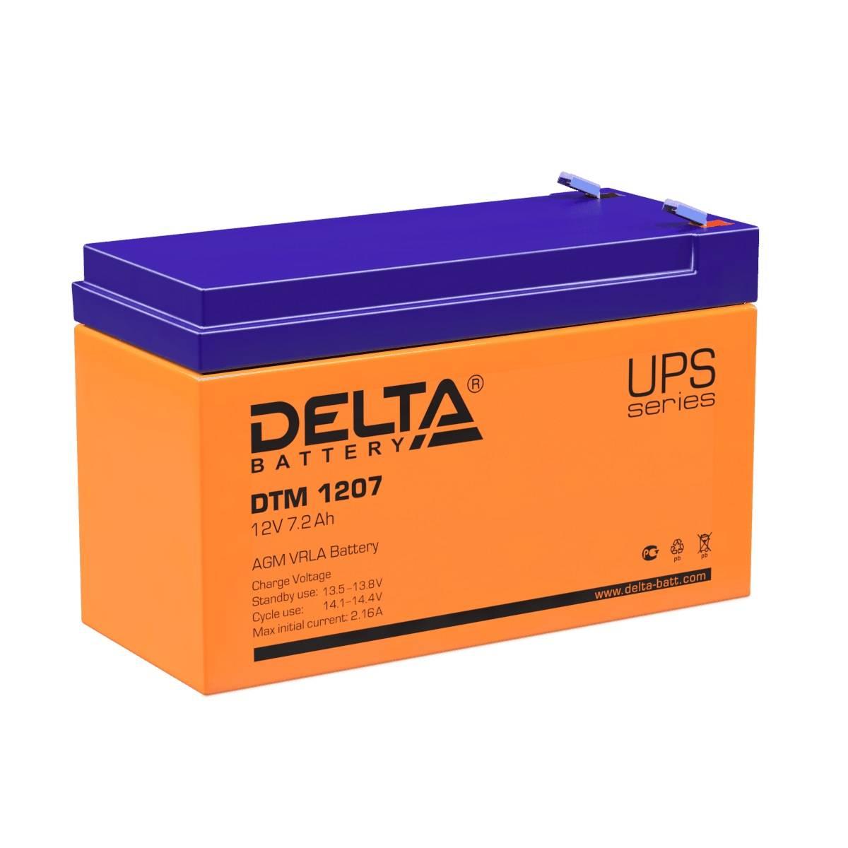 Аккумуляторная батарея Delta DTM 1207 12В/7,2Ач, клемма F2 (151х65х94мм (100мм); 2,4кг; Срок службы 6лет; Гарантия 1г), 4614010050004