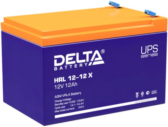 Аккумуляторная батарея Delta HRL 12-12 X 12В/12Ач, клемма F2 (151х98х95мм (101мм); 3,85кг; Срок службы 12лет; Гарантия 1, 4614010610002