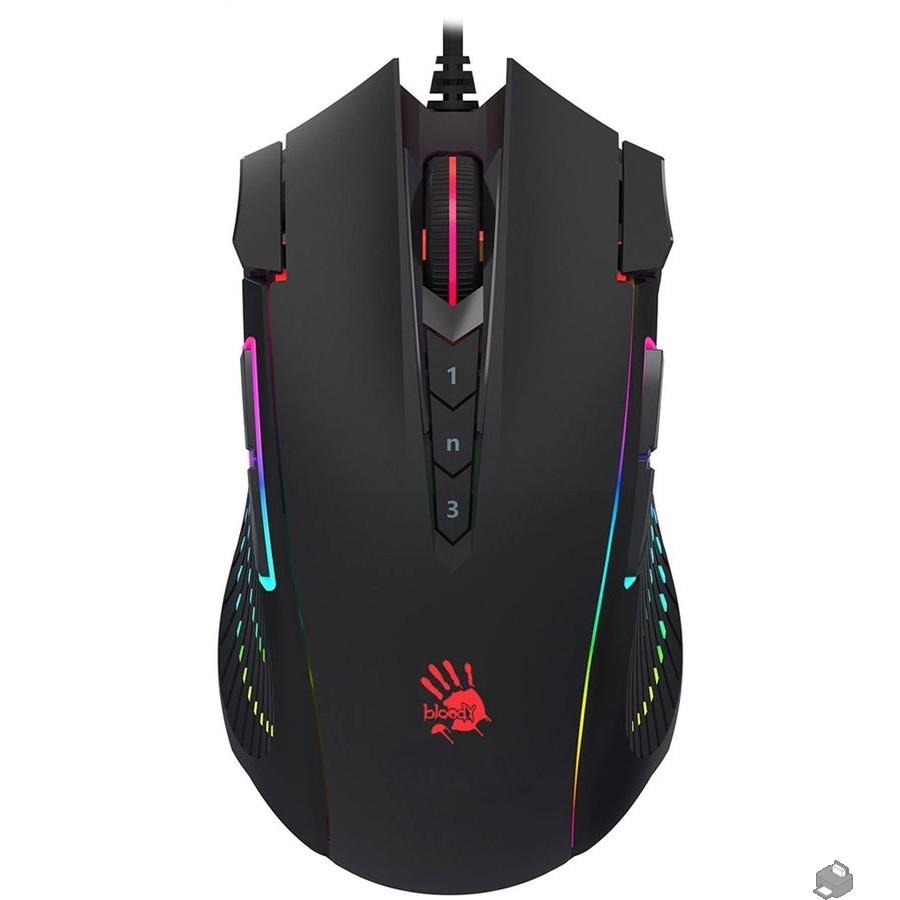 Мышь A4Tech Bloody J90s черный оптическая (8000dpi) USB (12but), J90S BLACK ACTIVATED